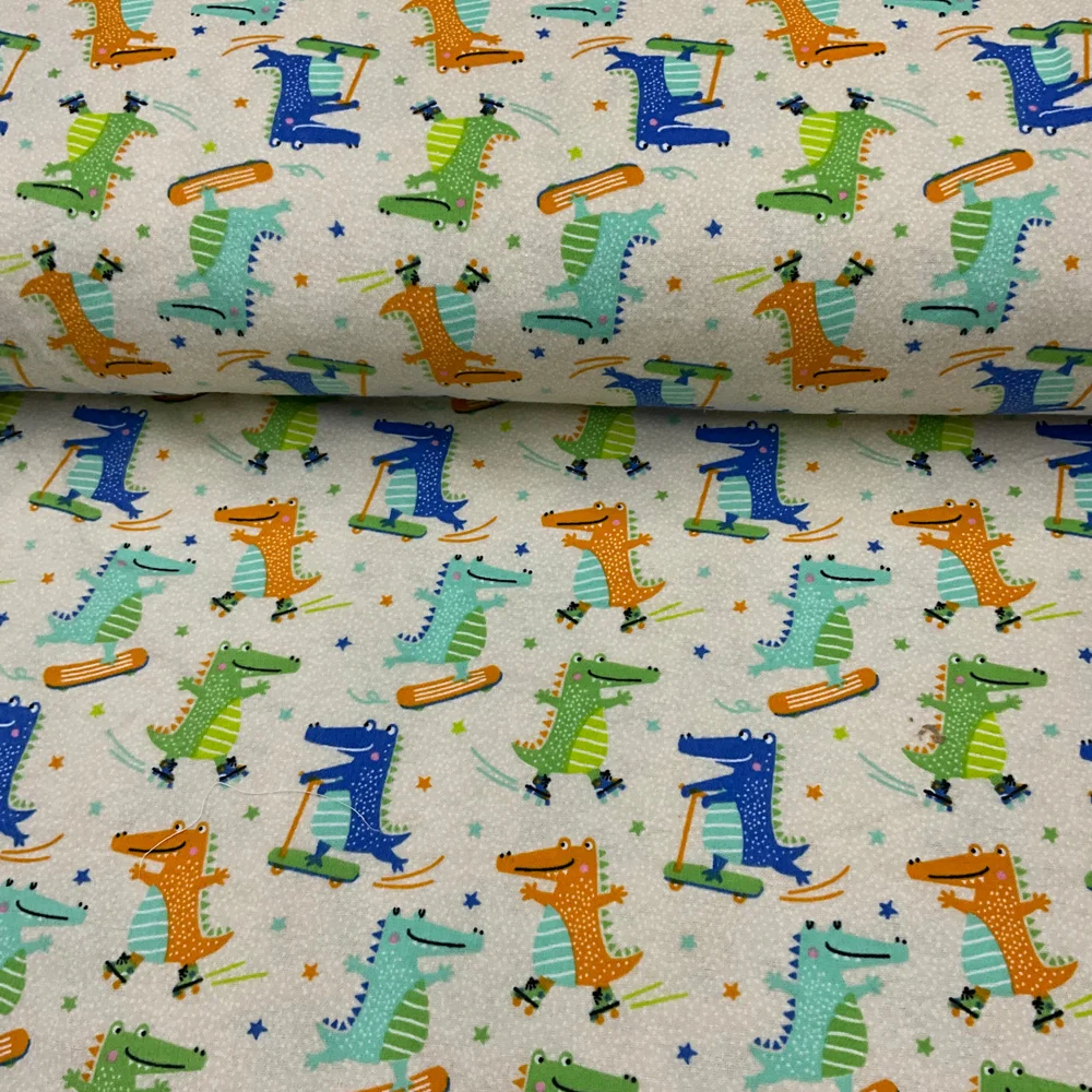 Playful balloon-dog pattern printed across a soft flannel fabric